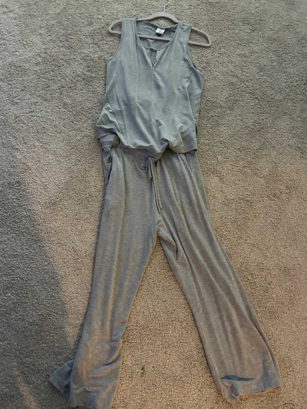 Cabi 6151 Sleeveless V-Neck Lounge Jumpsuit in Heather Gray